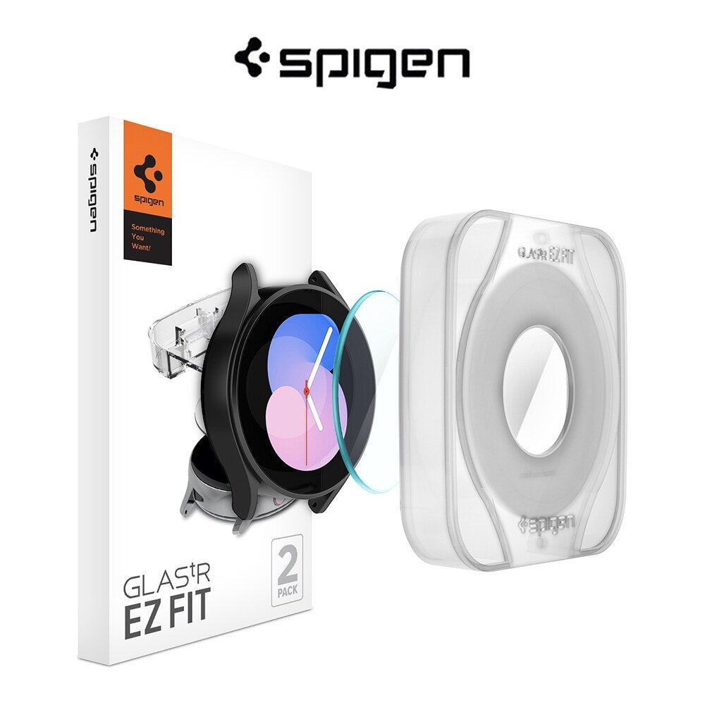 Spigen Galaxy Watch 5 Pelindung Skrin Jam Tangan Galaxy 4 Kaca Terbaja EZ FIT GLAS.tR (2 Pek/44mm)