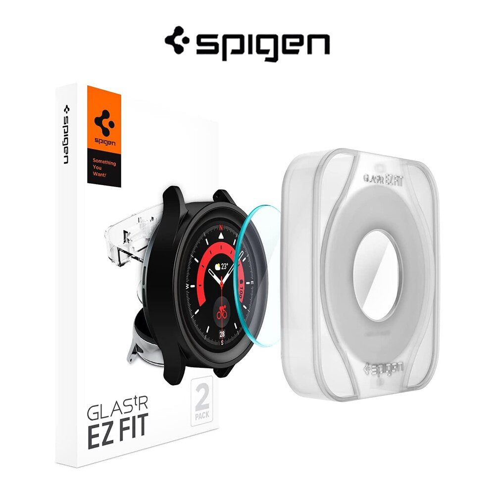 Spigen Galaxy Watch 5 Pro Screen Protector Galaxy Watch Tempered Glass EZ FIT GLAS.tR (2 Pack/45mm)