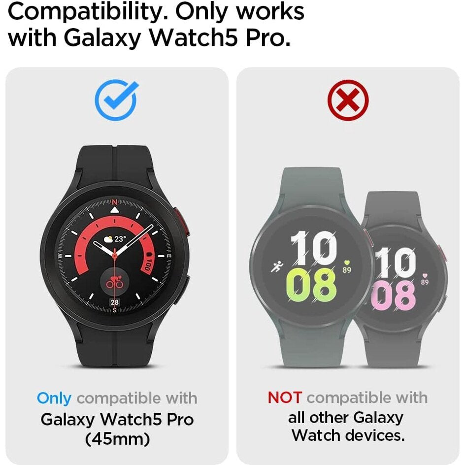 Spigen Galaxy Watch 5 Pro Screen Protector Galaxy Watch Tempered Glass EZ FIT GLAS.tR (2 Pack/45mm)