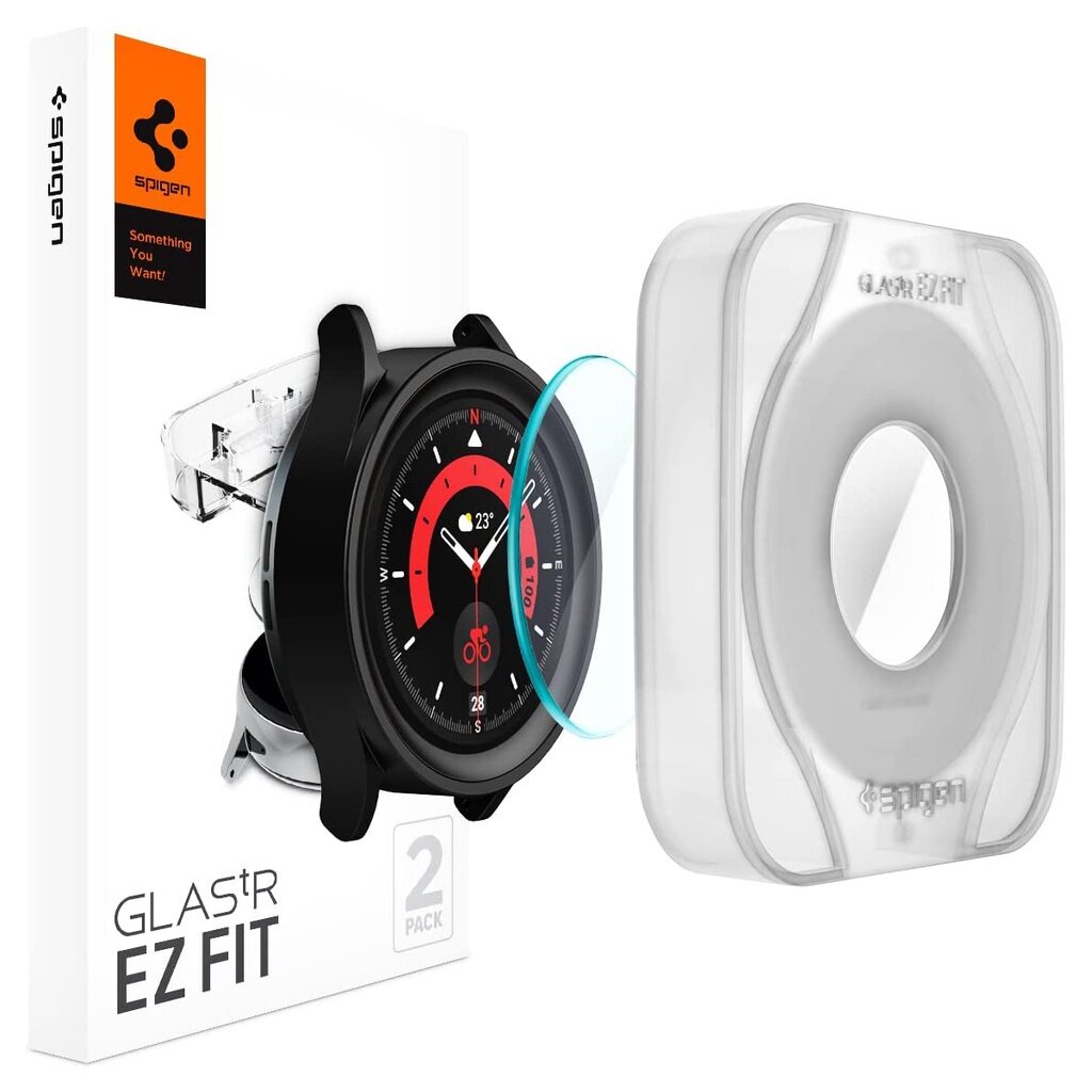 Spigen Galaxy Watch 5 Pro Screen Protector Galaxy Watch Tempered Glass EZ FIT GLAS.tR (2 Pack/45mm)
