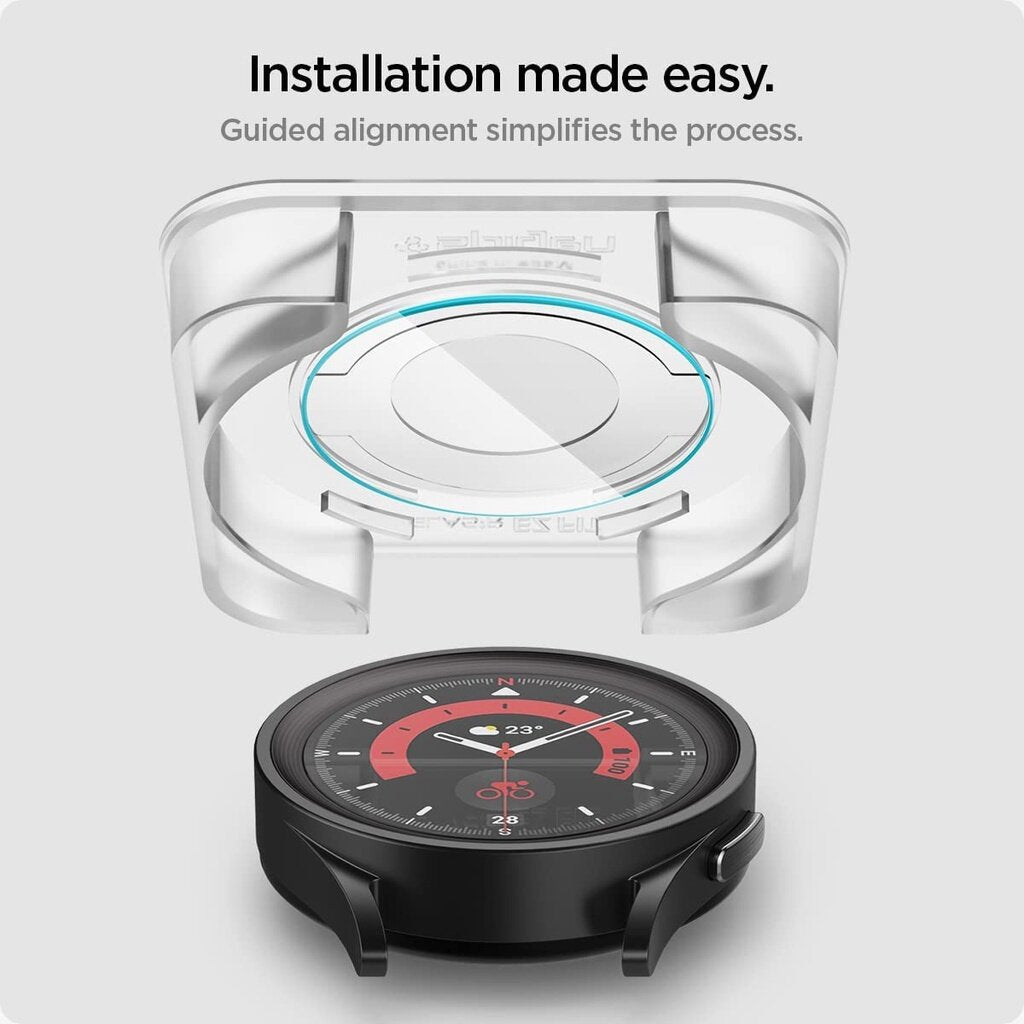 Spigen Galaxy Watch 5 Pro Screen Protector Galaxy Watch Tempered Glass EZ FIT GLAS.tR (2 Pack/45mm)