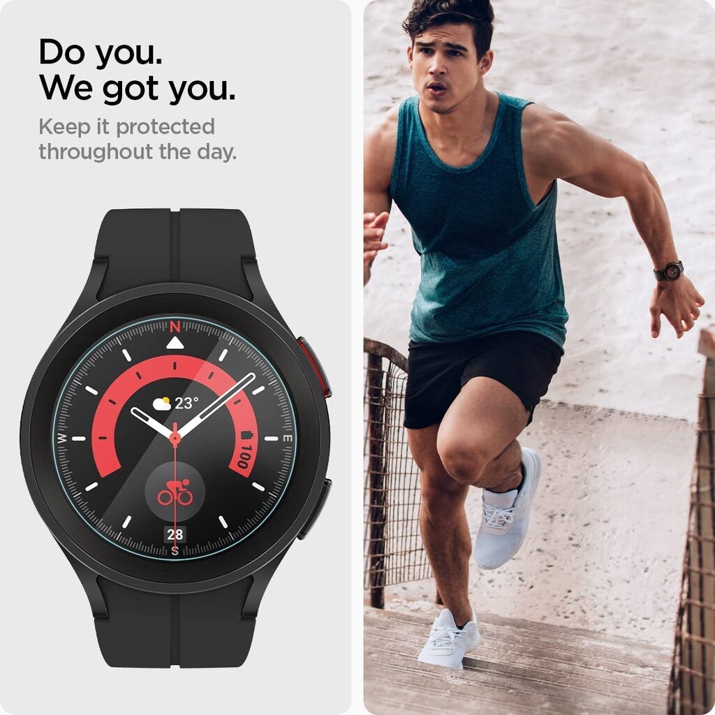 Spigen Galaxy Watch 5 Pro Screen Protector Galaxy Watch Tempered Glass EZ FIT GLAS.tR (2 Pack/45mm)