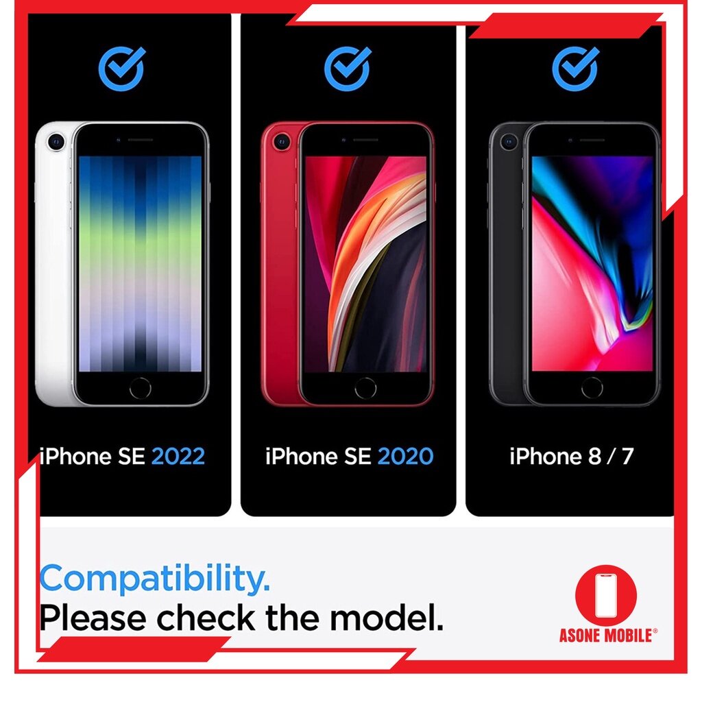 Spigen iPhone SE (2022 / 2020) AlignMaster Liputan Penuh Kaca Terbaja iPhone 8 / iPhone 7 Pelindung Skrin 9H Kekerasan