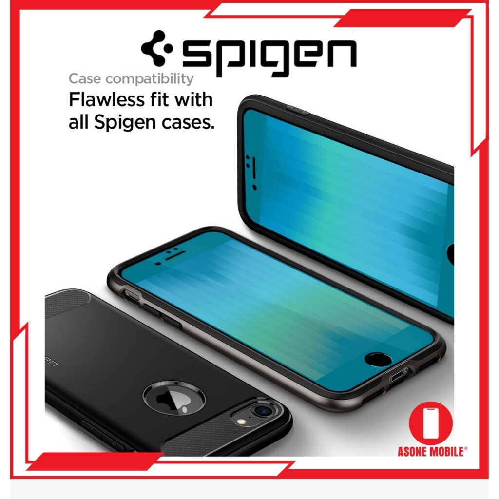 Spigen iPhone SE (2022 / 2020) AlignMaster Liputan Penuh Kaca Terbaja iPhone 8 / iPhone 7 Pelindung Skrin 9H Kekerasan