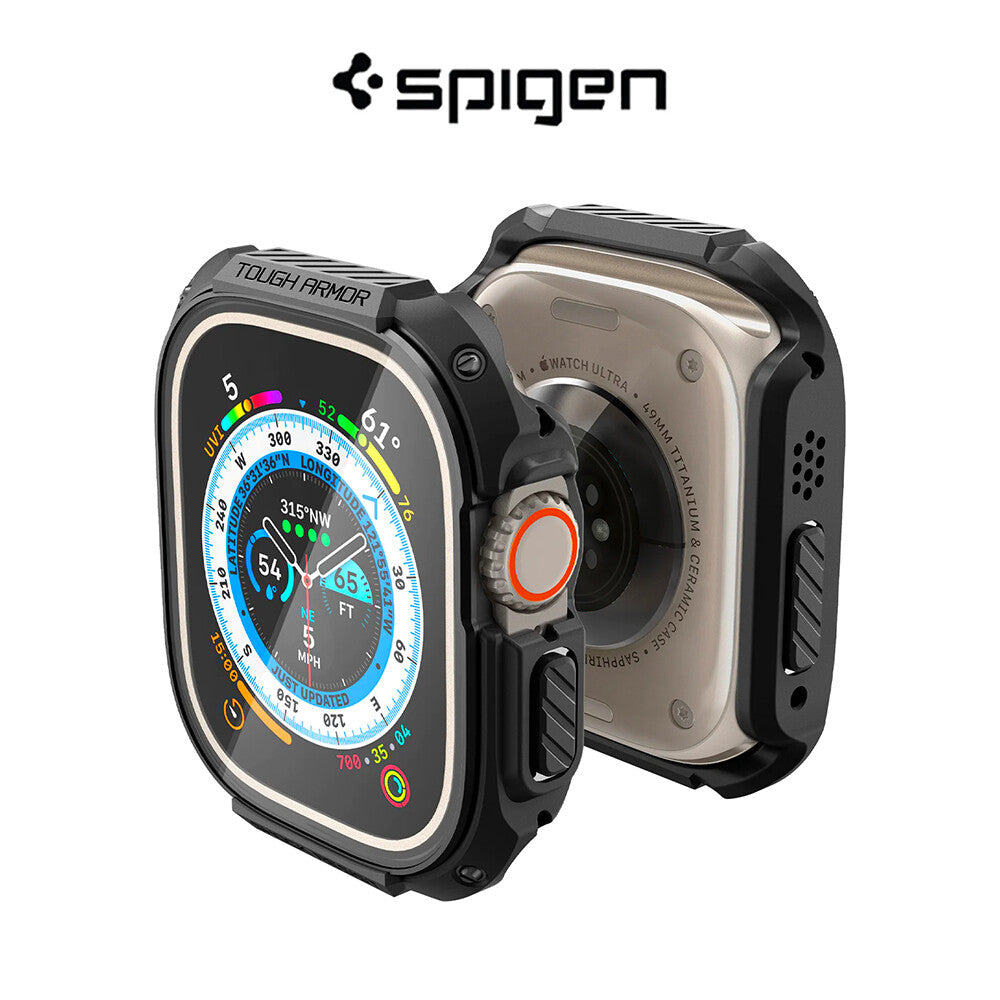 Spigen Apple Watch Series Ultra Case (49mm) Perisai Tegar Dengan Pelindung Skrin Kaca Terbaja Sarung Penutup Telefon