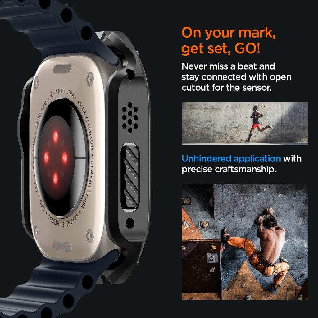 Spigen Apple Watch Series Ultra Case (49mm) Perisai Tegar Dengan Pelindung Skrin Kaca Terbaja Sarung Penutup Telefon