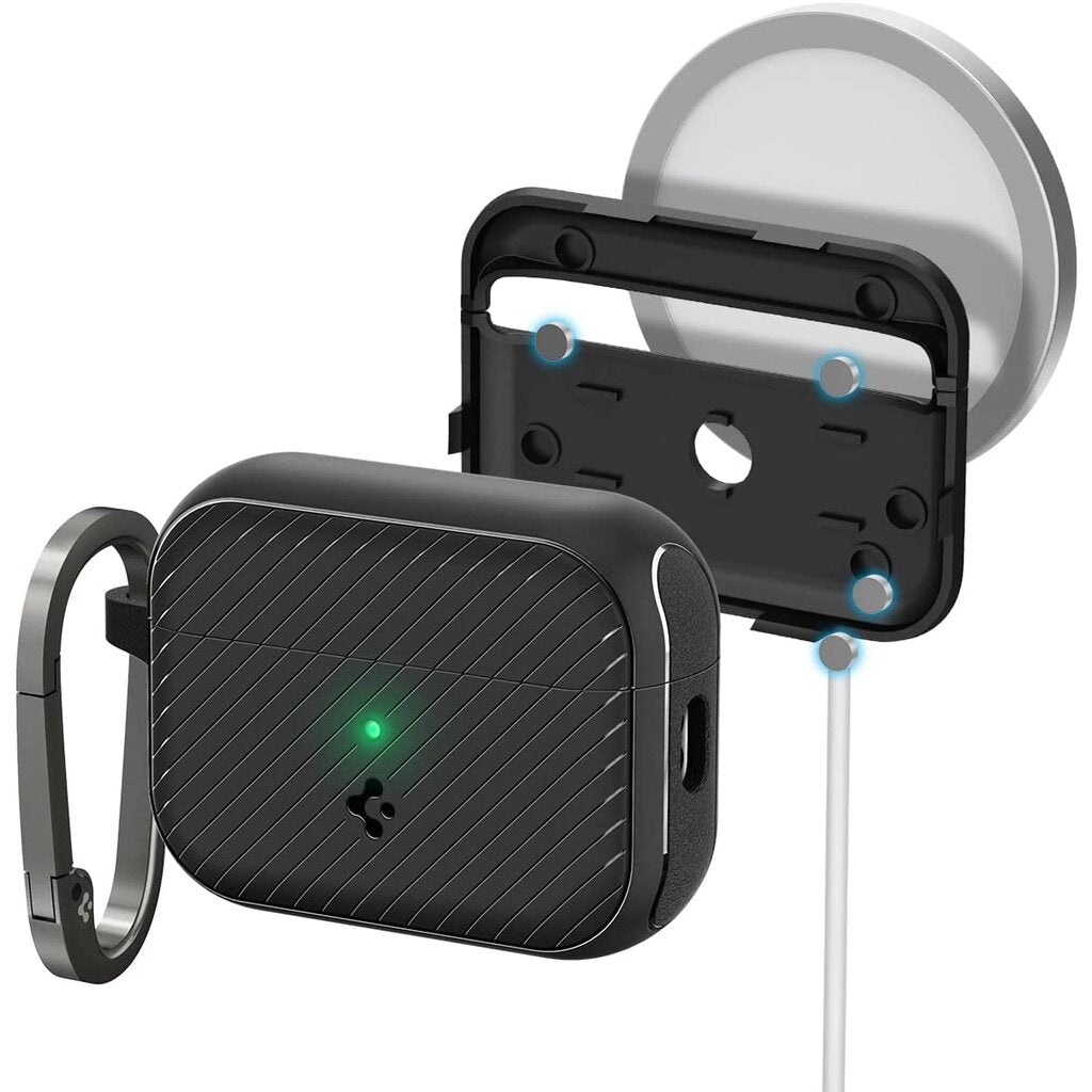 Spigen Apple AirPods Pro 2 Case 2022 Mag Armor Sarung Serasi MagSafe dengan Magnet & Rantai Kunci