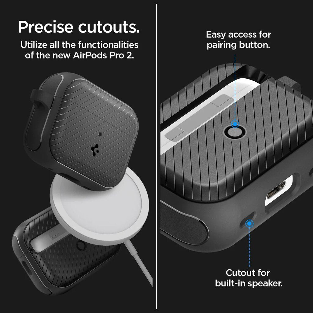 Spigen Apple AirPods Pro 2 Case 2022 Mag Armor Sarung Serasi MagSafe dengan Magnet & Rantai Kunci
