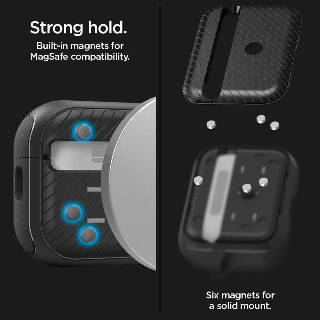 Spigen Apple AirPods Pro 2 Case 2022 Mag Armor Sarung Serasi MagSafe dengan Magnet & Rantai Kunci