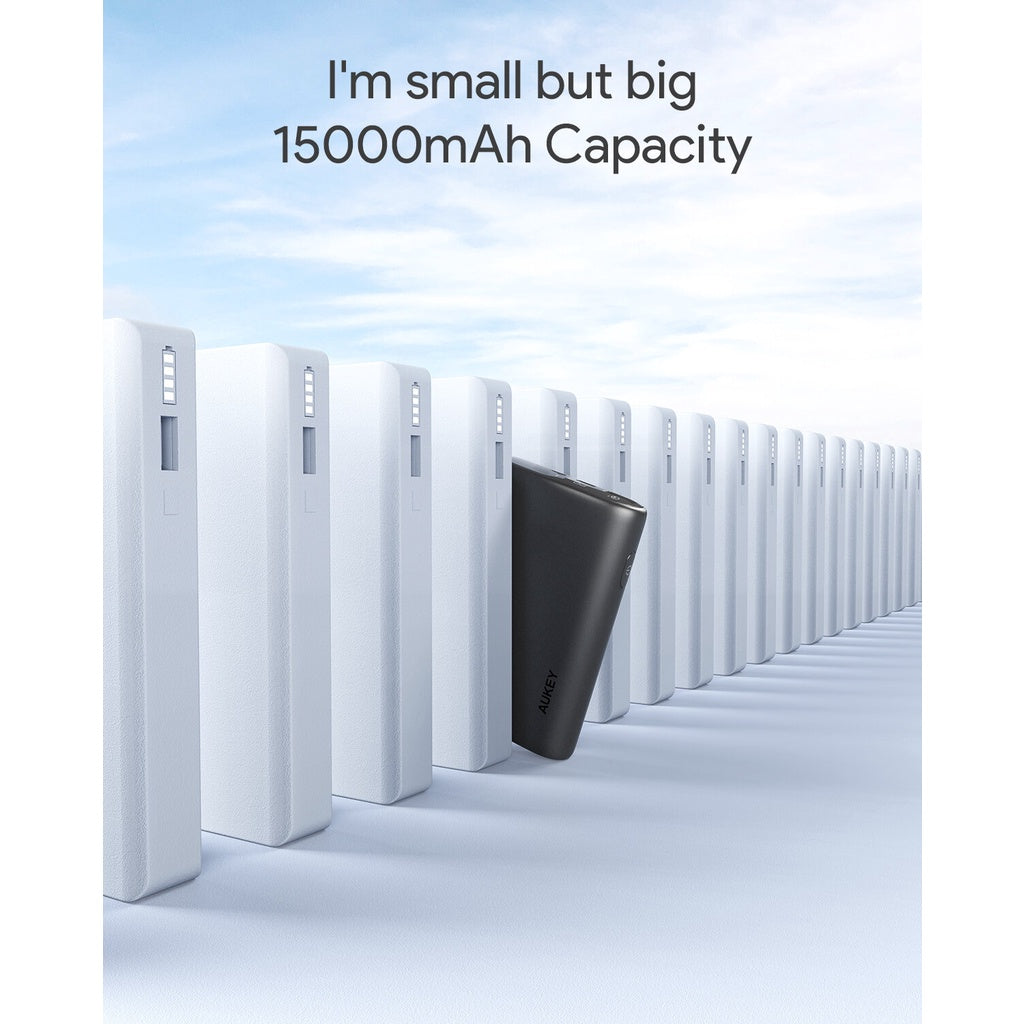 AUKEY PB-Y39 15000mAh 20W PD Power Bank Dengan Penghantaran Kuasa dan Caj Pantas 3.0