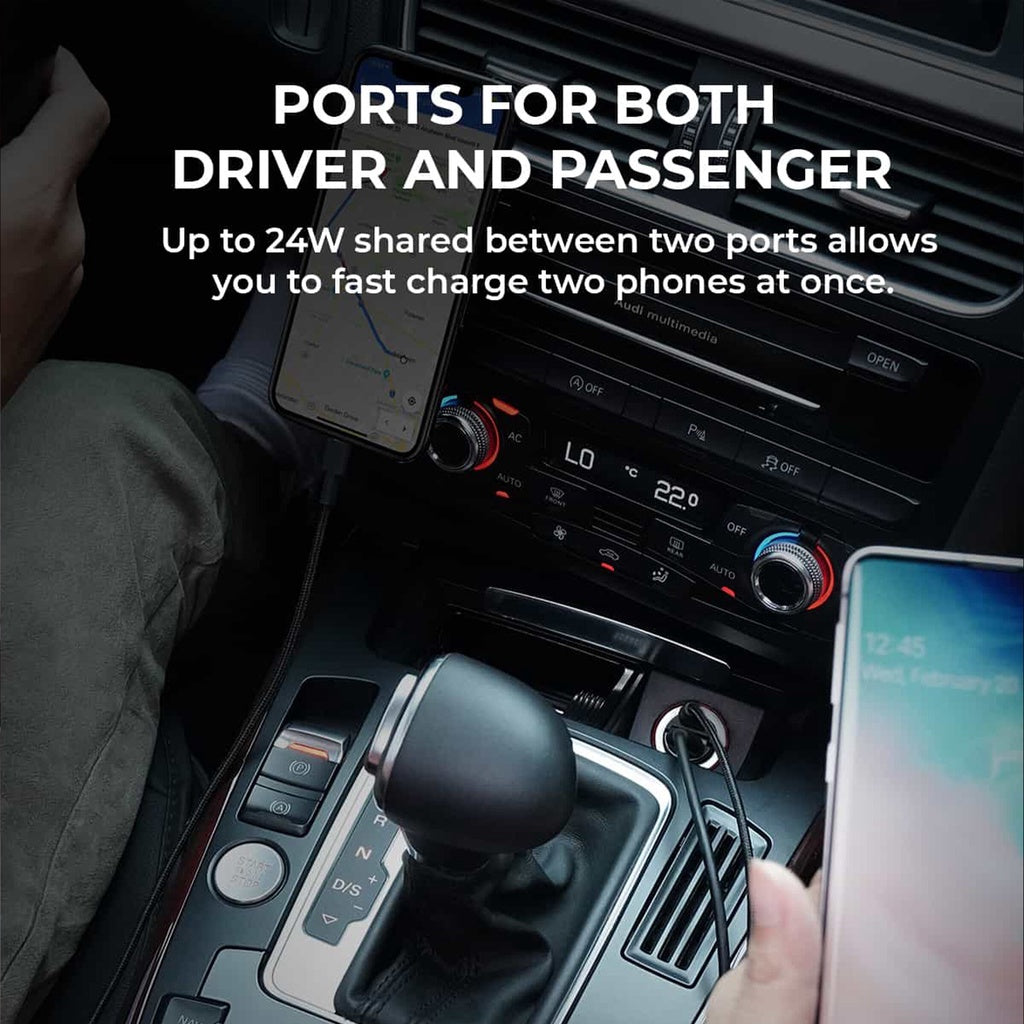 Aukey CC-A3 30W PD Metal Dual Port Fast Car Chargerwith PPS&QC 3.0