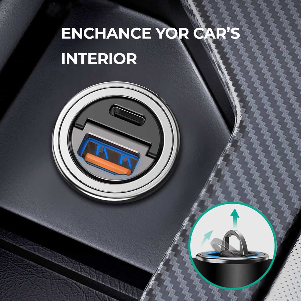 Aukey CC-A3 30W PD Metal Dual Port Fast Car Chargerwith PPS&QC 3.0