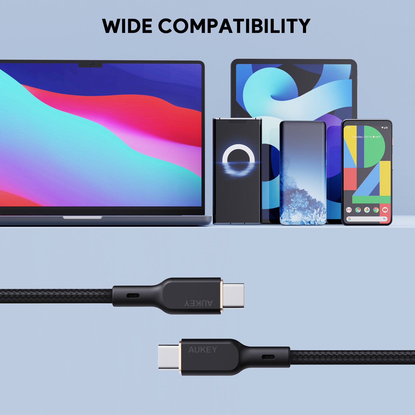Aukey Circlet Blink 100W Aramid Fiber Core USB C ke USB C Kabel PD Kabel - CB-KCC101