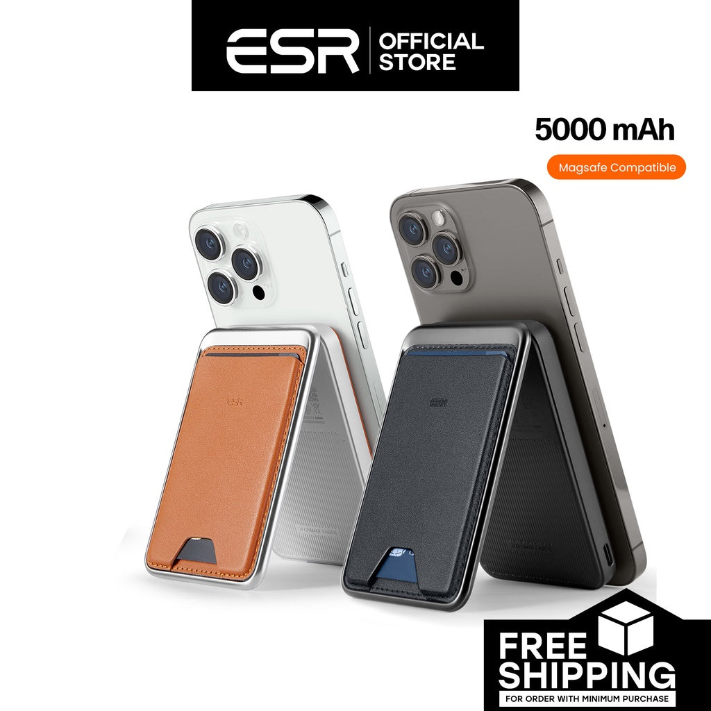 ESR 2G513 HaloLock 5000mAh Magnetic Wireless Power Bank With Vegan Leather Wallet And Adjustable Stand
