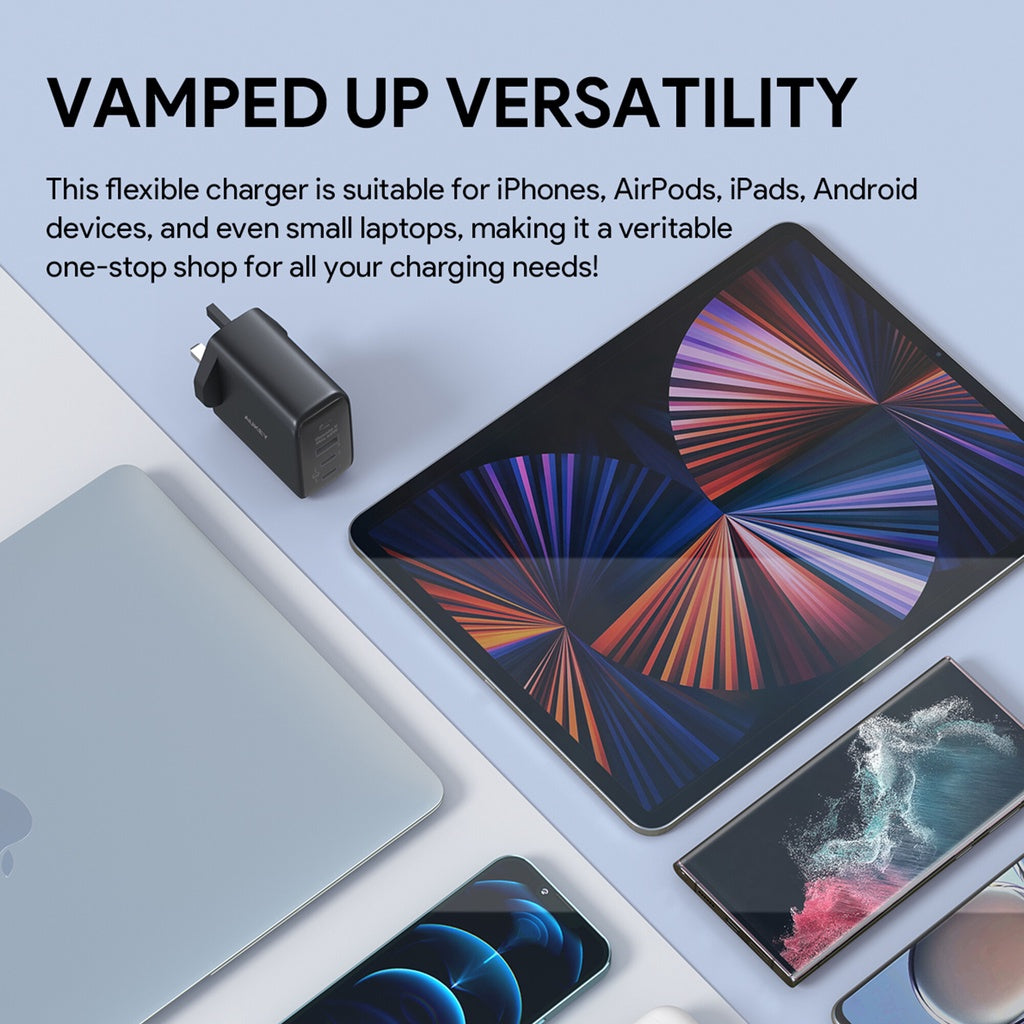 AUKEY PA-B6T Omnia II Series Dual 65W With GaN Power Tech Wall Charger iP 14/13/12 Series