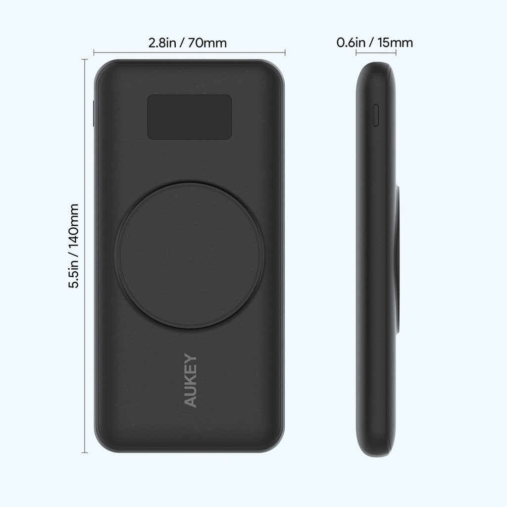 Aukey PB-WL02i MagAir 20W PD 10000mAh Bank Kuasa Pengecasan Wayarles Magnet
