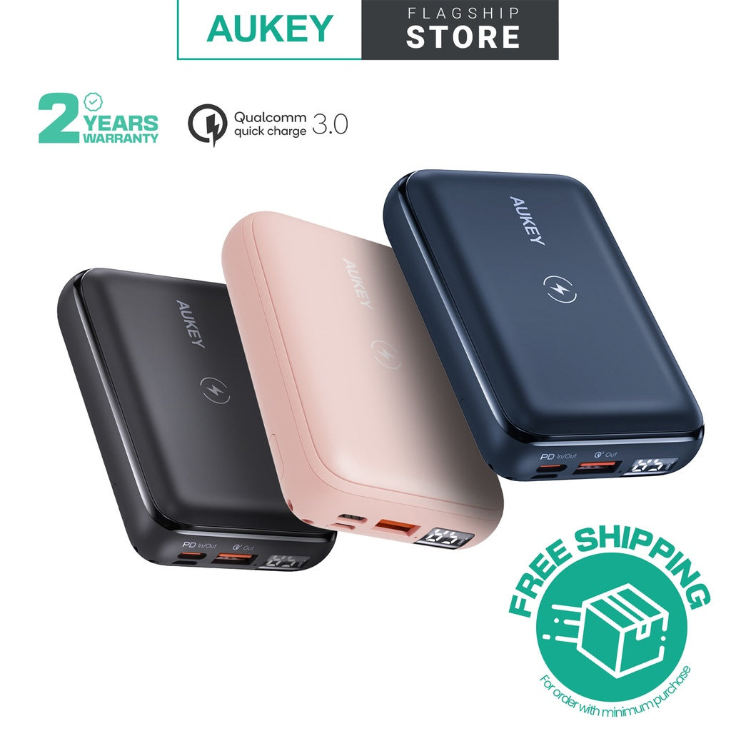 Aukey PB-WL01S 10000mAh Basix Pro Mini Wireless Charging Power Bank (20W Power Delivery)