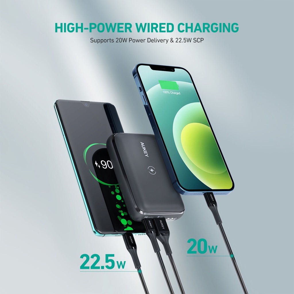 Aukey PB-WL01S 10000mAh Basix Pro Mini Wireless Charging Power Bank (20W Power Delivery)