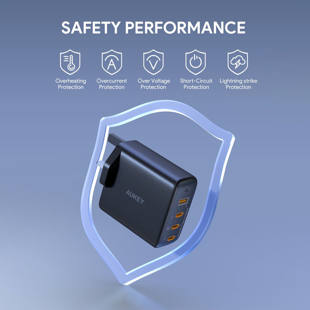 Aukey PA-B7S Omnia ll 100W 4-Port PD Charge GaN Fast Technology USB C Laptop Charger