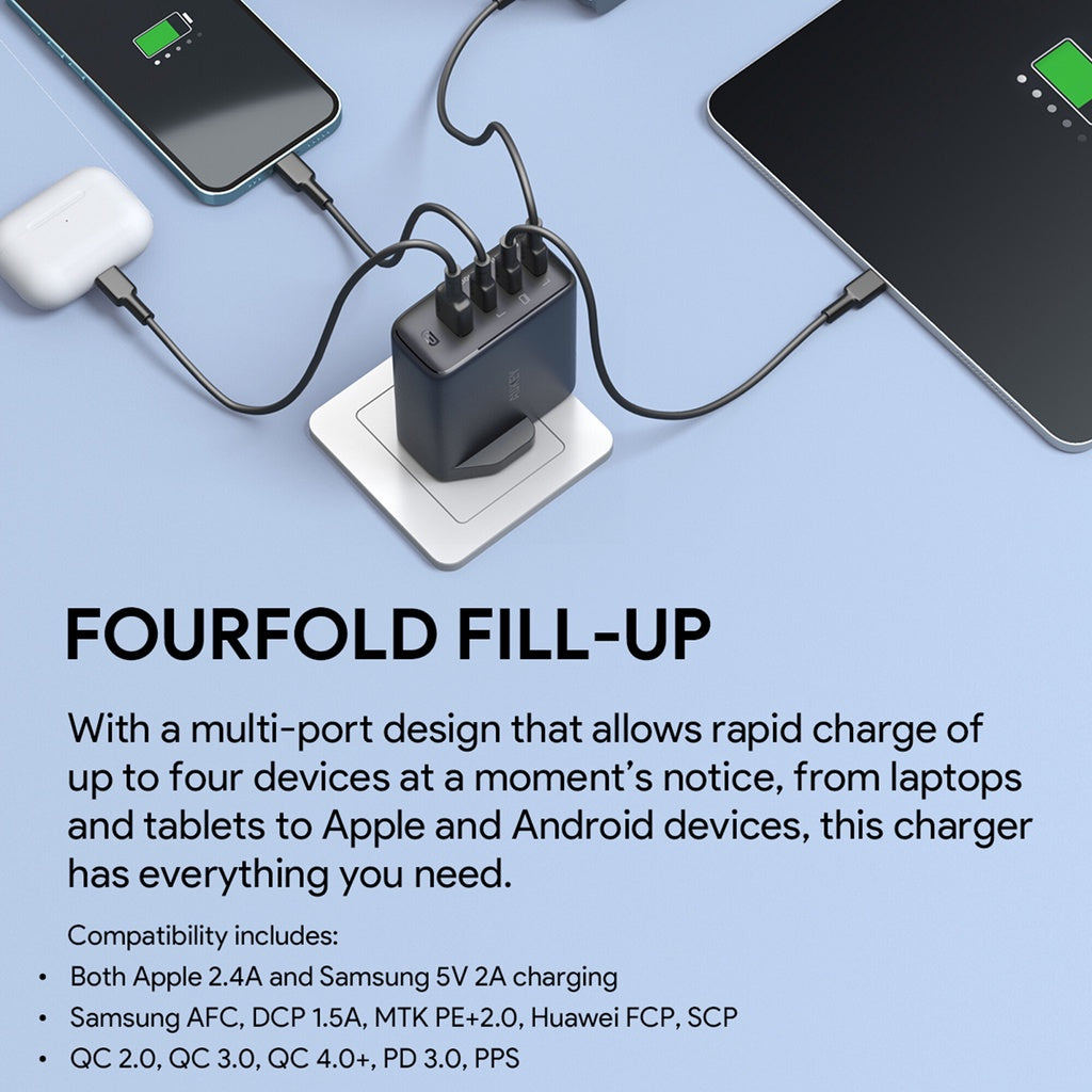 Aukey PA-B7S Omnia ll 100W 4-Port PD Charge GaN Fast Technology USB C Laptop Charger