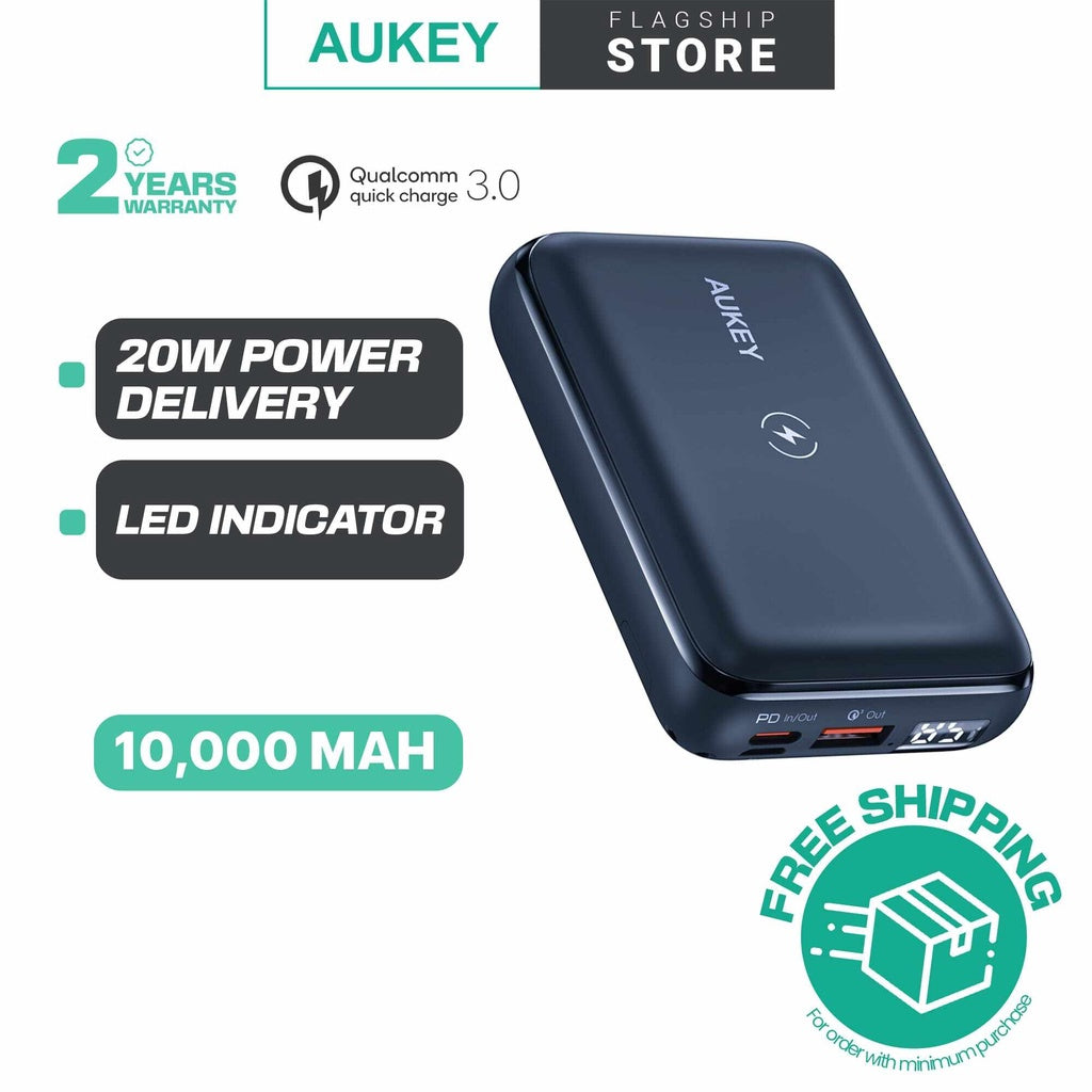 Aukey PB-WL01S 10000mAh Basix Pro Mini Wireless Charging Power Bank (20W Power Delivery)