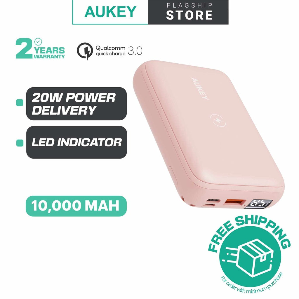 Aukey PB-WL01S 10000mAh Basix Pro Mini Wireless Charging Power Bank (20W Power Delivery)