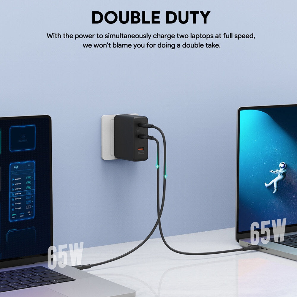 Aukey PA-B7O Omnia II Campuran 140W PD 3.1 3 Port Pengecas Perjalanan GaN dengan Palam EU AS UK Boleh Tukar