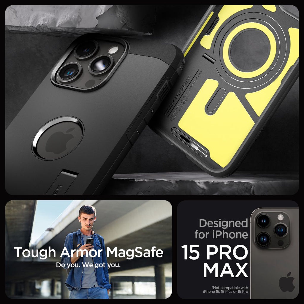Sarung Spigen Tough Armor MagFit untuk Sarung iPhone 15 Pro Max