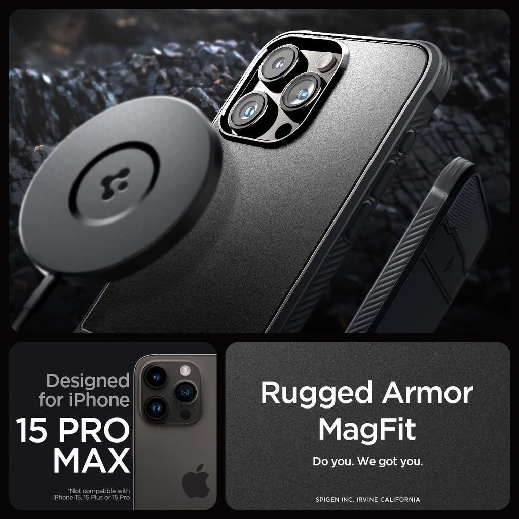 Spigen Rugged Armor MagFit untuk Sarung iPhone 15 Pro / Pro Max