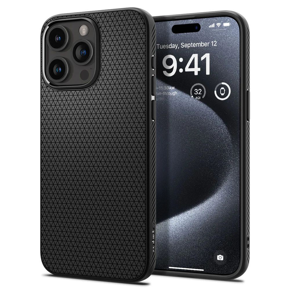 Spigen Liquid Air Matte Black untuk Sarung iPhone 15 / Pro / Pro Max
