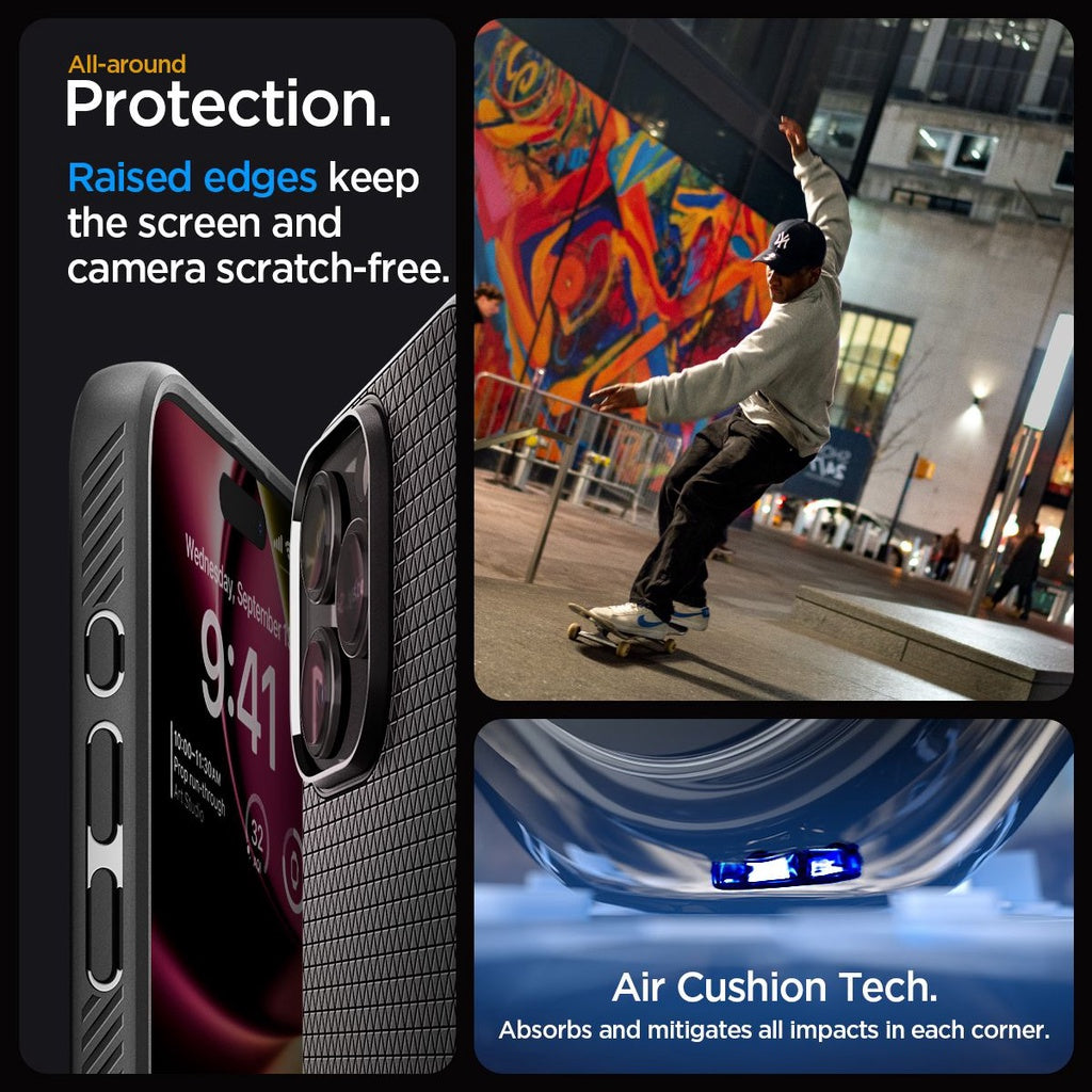 Spigen Liquid Air Matte Black untuk Sarung iPhone 15 / Pro / Pro Max