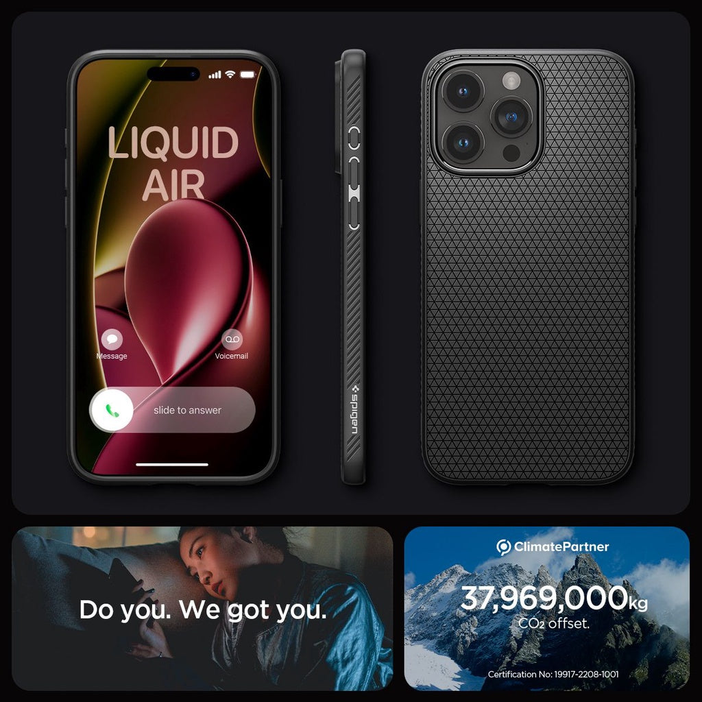 Spigen Liquid Air Matte Black untuk Sarung iPhone 15 / Pro / Pro Max