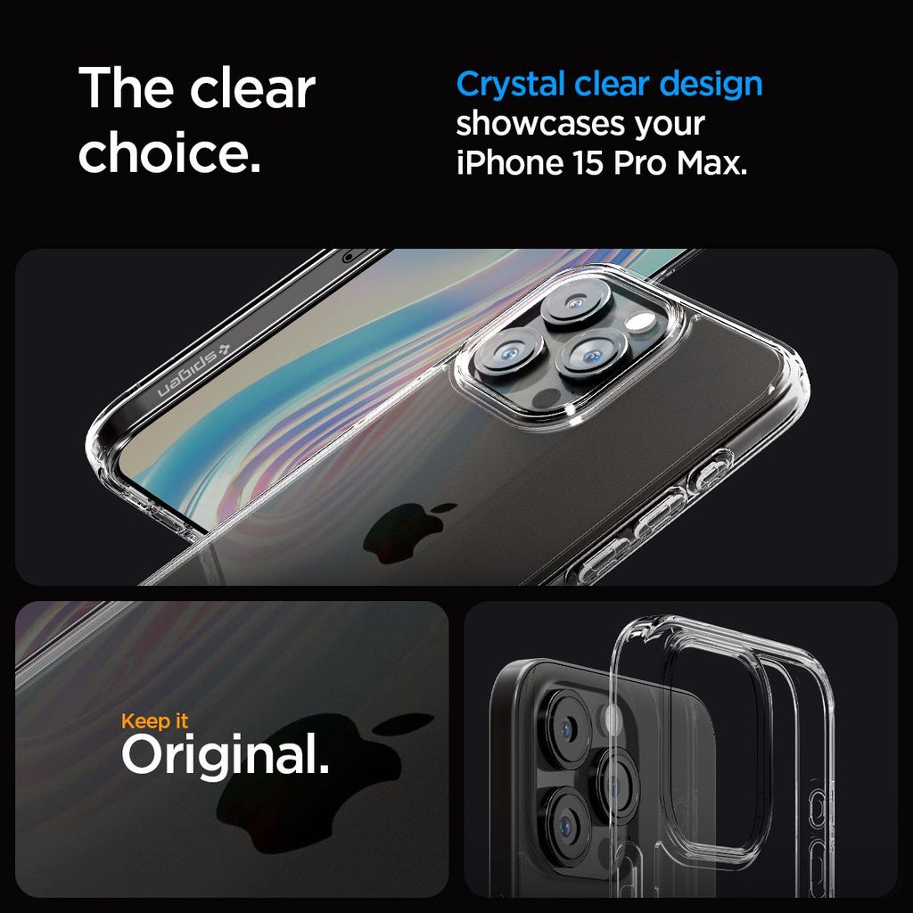 Spigen Ultra Hybrid / Crystal Hybrid untuk iPhone 15 Pro / Pro max Case
