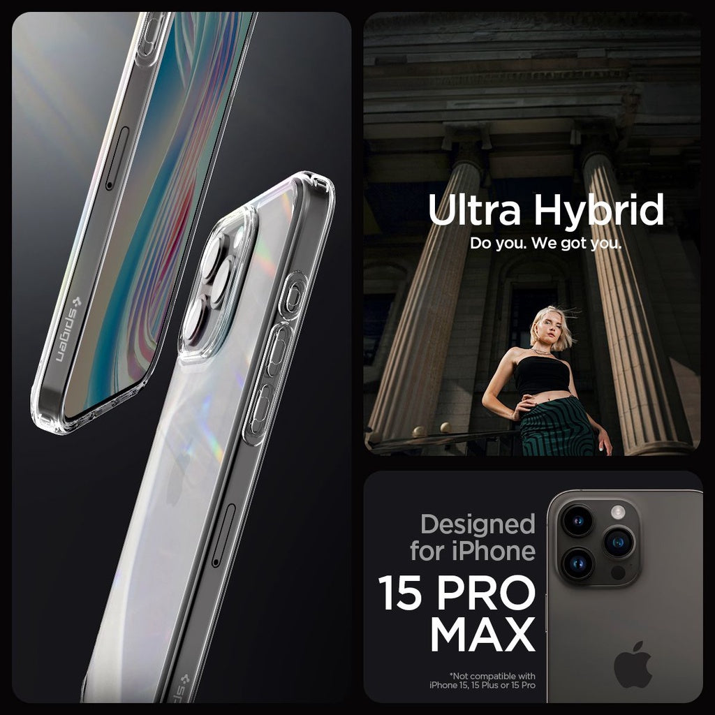 Spigen Ultra Hybrid / Crystal Hybrid untuk iPhone 15 Pro / Pro max Case
