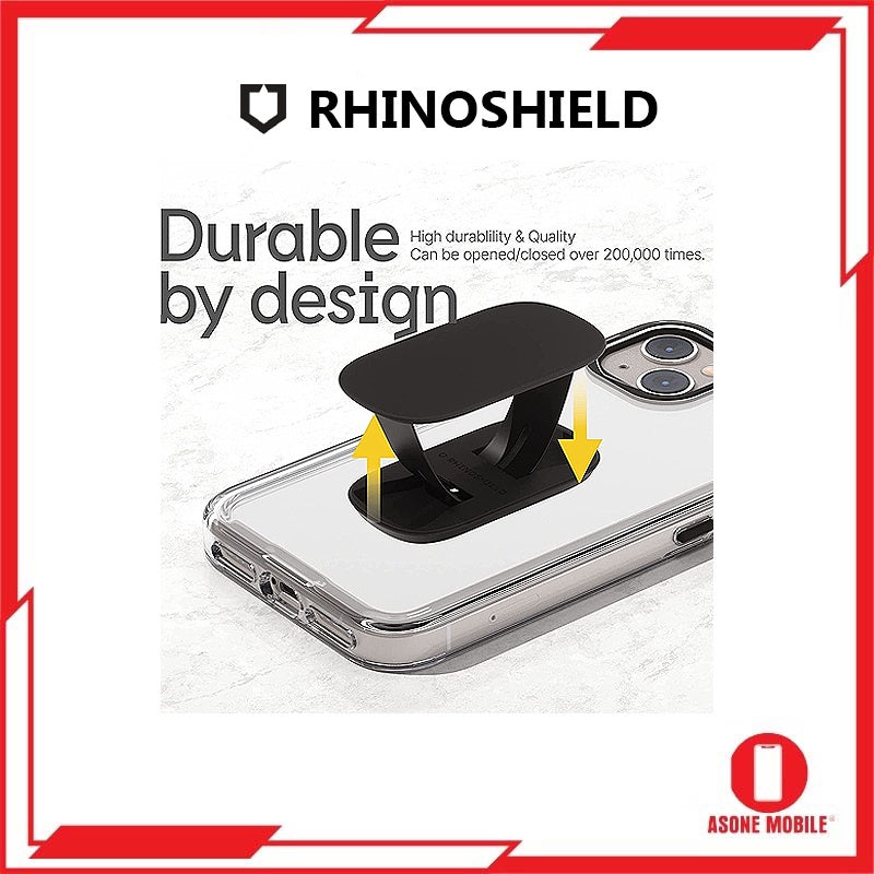 RhinoShield GRIPMAX Cermin Grip dan Stand untuk iPhone dan Casing Aksesori Telefon Pintar Hitam
