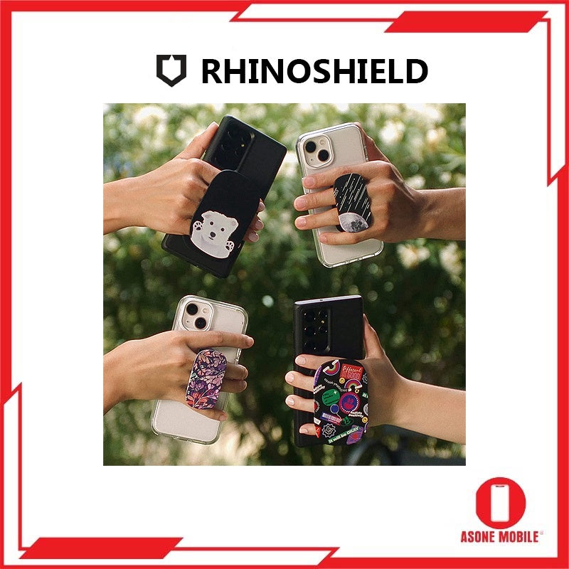 RhinoShield GRIPMAX Cermin Grip dan Stand untuk iPhone dan Casing Aksesori Telefon Pintar Hitam