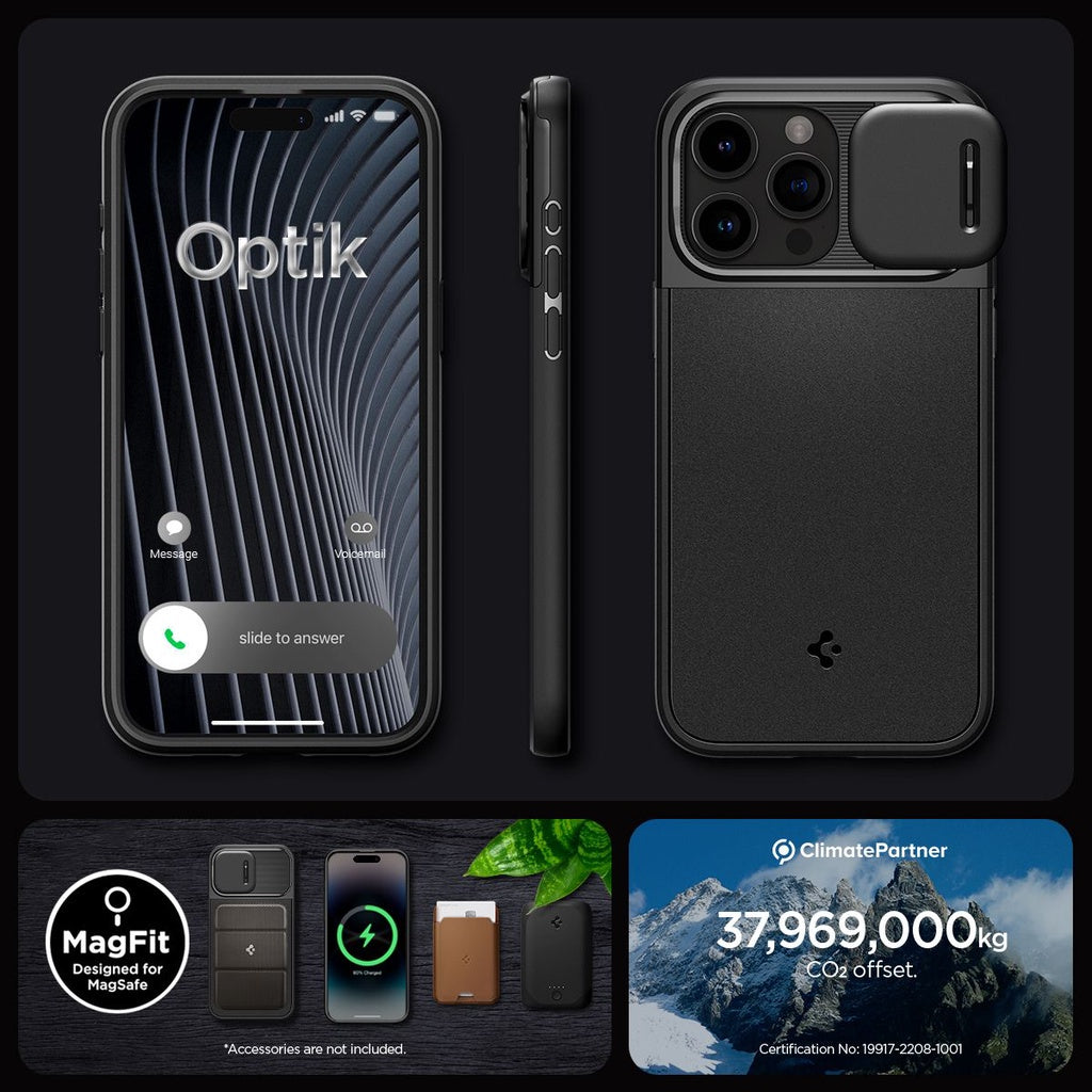 Spigen Optik Armor MagFit iPhone 15 Pro / Pro Max Sarung Hitam