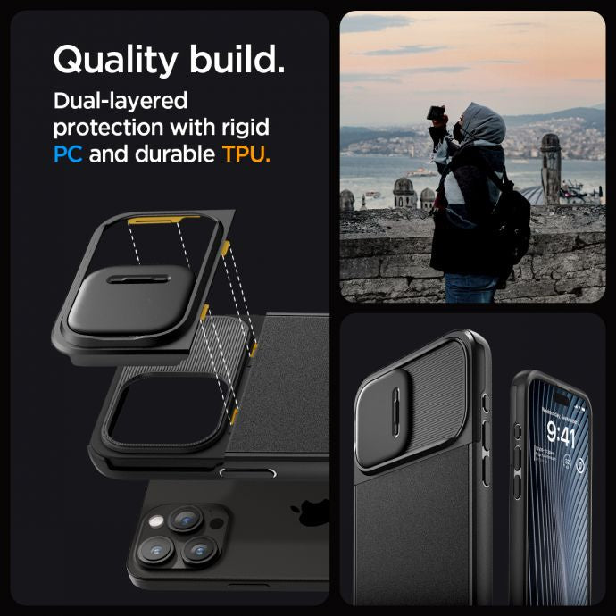Spigen Optik Armor MagFit iPhone 15 Pro / Pro Max Sarung Hitam