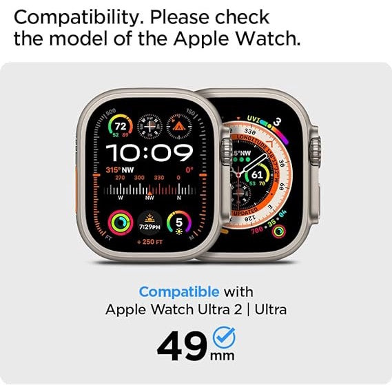 Spigen Rugged Armor Pro Designed for Apple Watch Ultra 2/Apple Watch Ultra Case with Band 49mm Crystal Clear