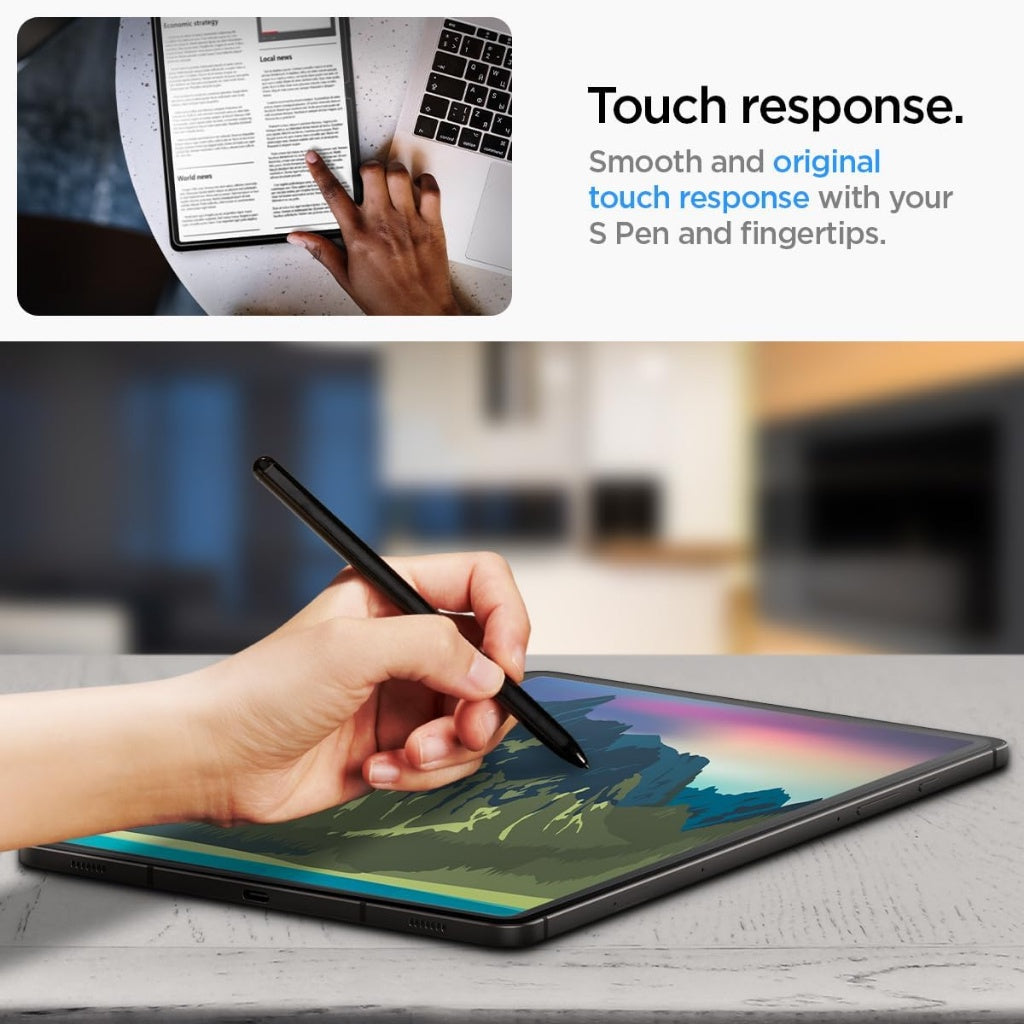 Spigen Galaxy Tab S9 / Plus / Pelindung Skrin Ultra EZ FIT GLAS.tR Kaca Terbaja Dengan Alat Penjajaran Auto