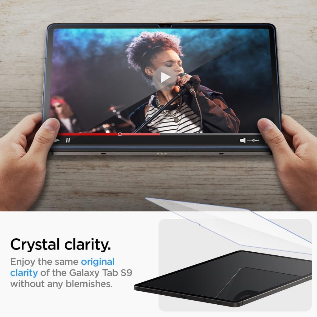 Spigen Galaxy Tab S9 / Plus / Pelindung Skrin Ultra EZ FIT GLAS.tR Kaca Terbaja Dengan Alat Penjajaran Auto