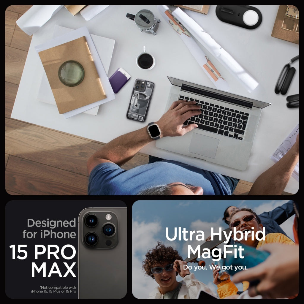 Spigen iPhone 15 Pro Max Case 6.7" Ultra Hybrid Zero One MagFit Magnetic Case White
