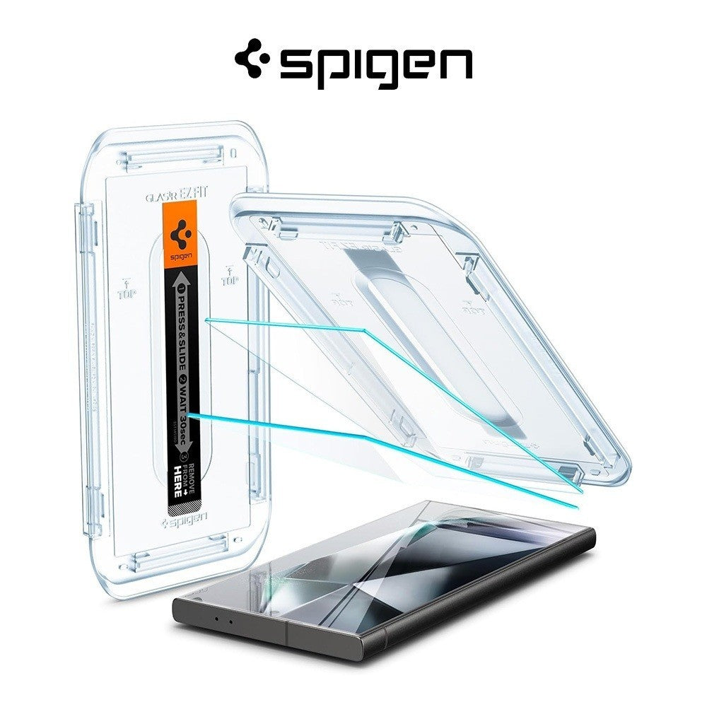 Spigen Galaxy S24 / Plus / Pelindung Skrin Ultra Glas.tR EZ Fit Kaca Terbaja 9H Kekerasan