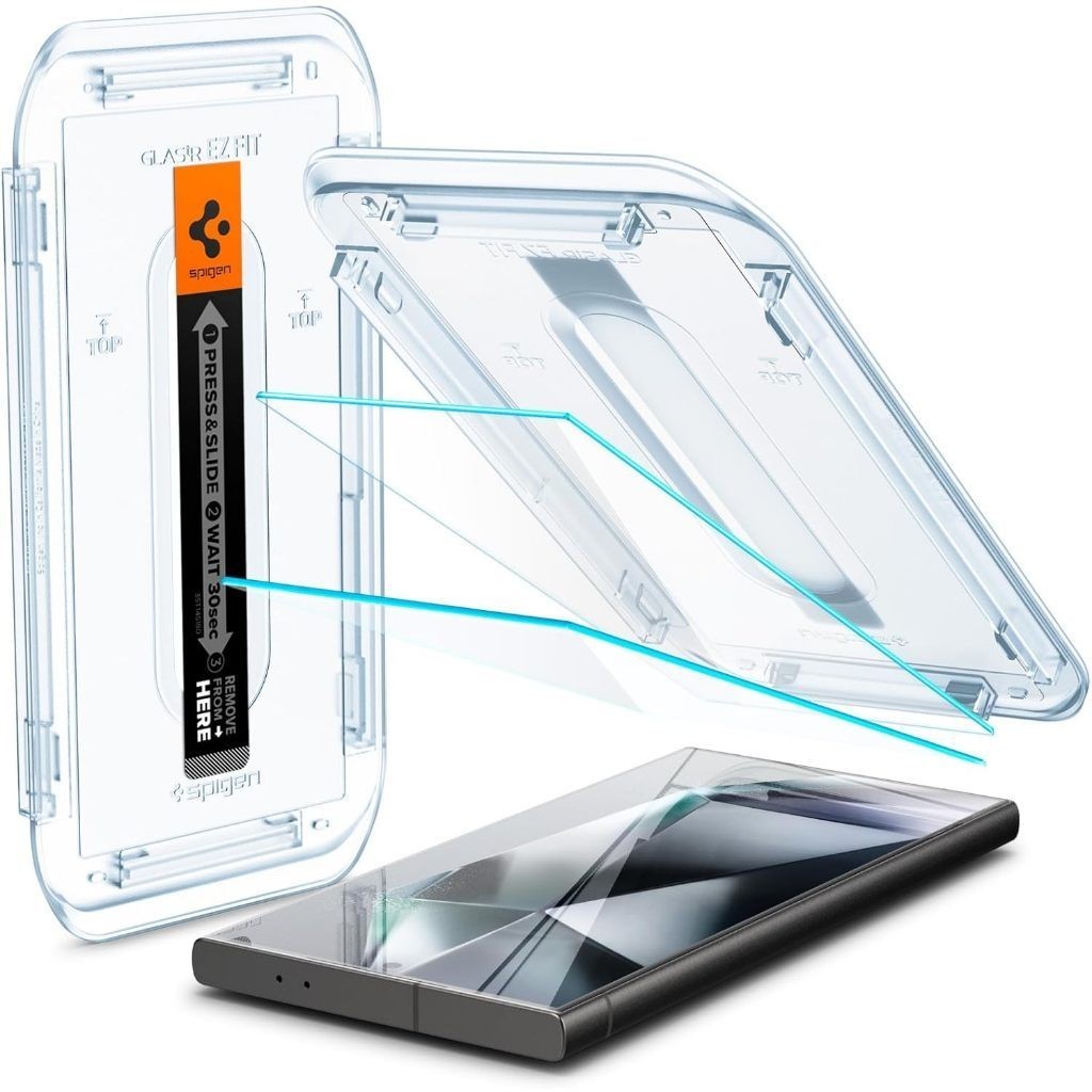 Spigen Galaxy S24 / Plus / Pelindung Skrin Ultra Glas.tR EZ Fit Kaca Terbaja 9H Kekerasan