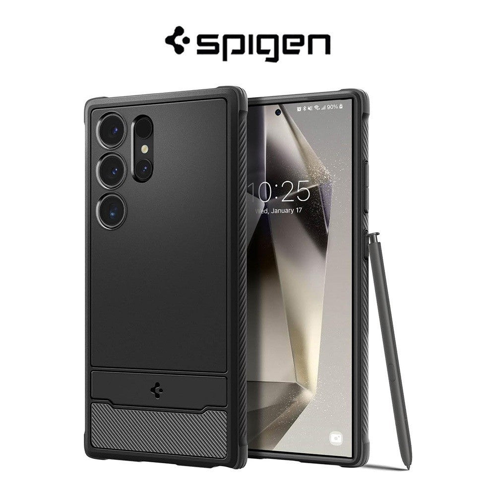 Spigen Galaxy S24 / Plus / Ultra Sarung 6.8" Perisai Lasak Sarung Hitam Perlindungan Gred Mil Reka bentuk yang diinspirasikan oleh Kereta Samsung