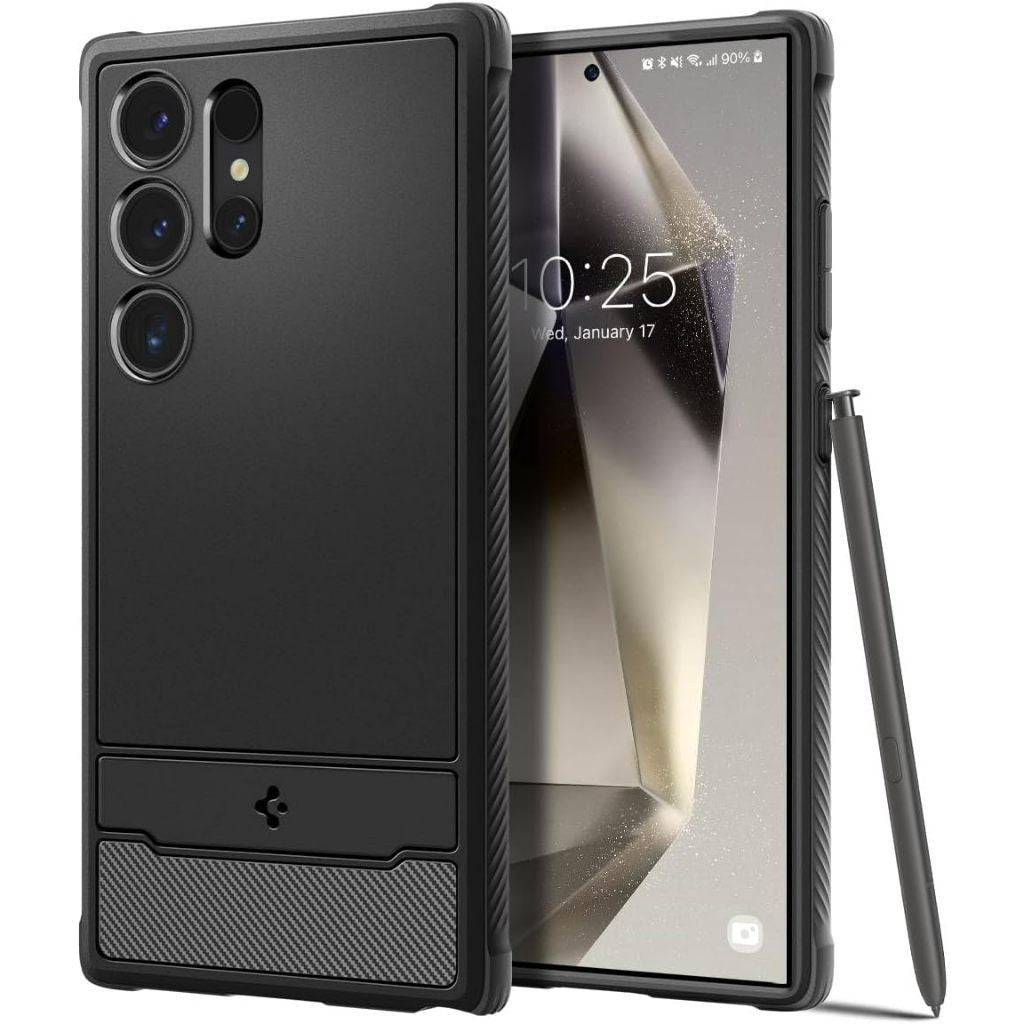 Spigen Galaxy S24 / Plus / Ultra Sarung 6.8" Perisai Lasak Sarung Hitam Perlindungan Gred Mil Reka bentuk yang diinspirasikan oleh Kereta Samsung