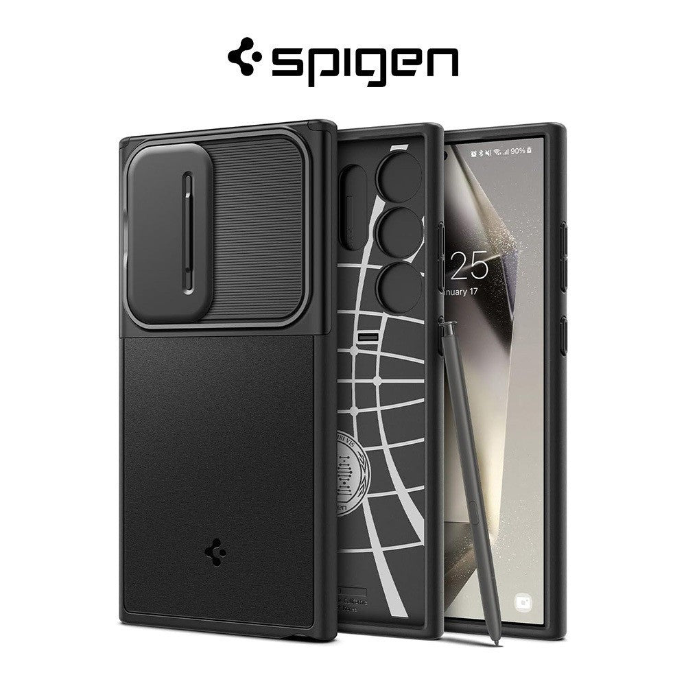 Spigen Galaxy S24 Ultra Case 6.8" Optik Armor with Camera Slide Cover Drop Protection Samsung Casing Cover