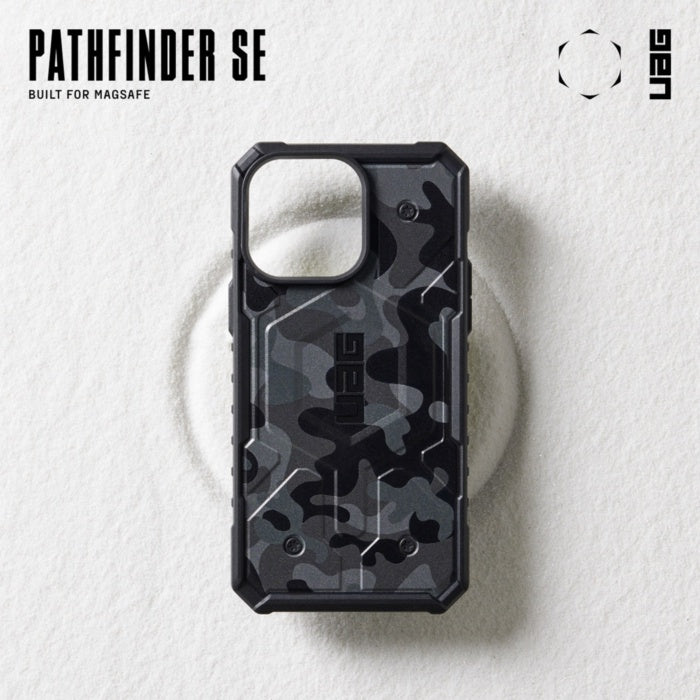 Sarung UAG Pathfinder SE MgSf untuk iPhone 15 Pro Max - Midnight Camo
