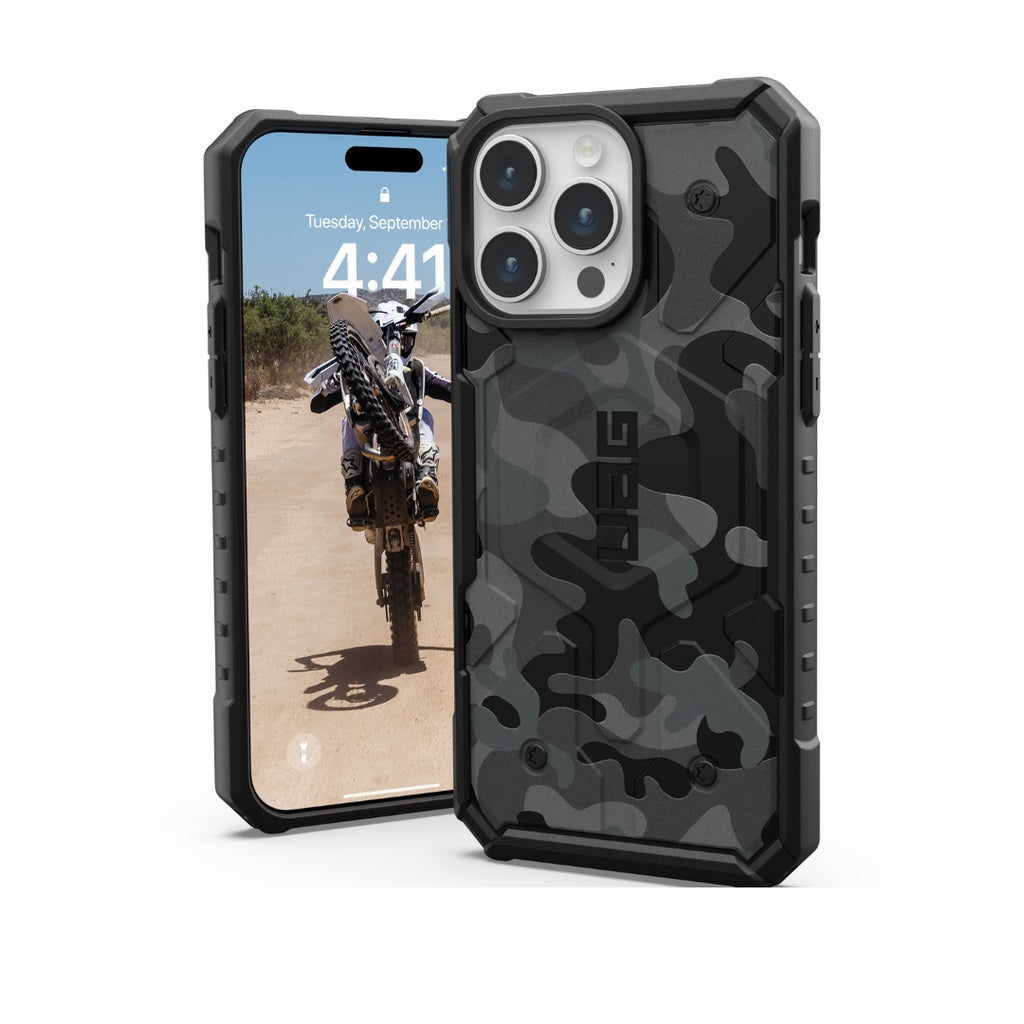Sarung UAG Pathfinder SE MgSf untuk iPhone 15 Pro Max - Midnight Camo