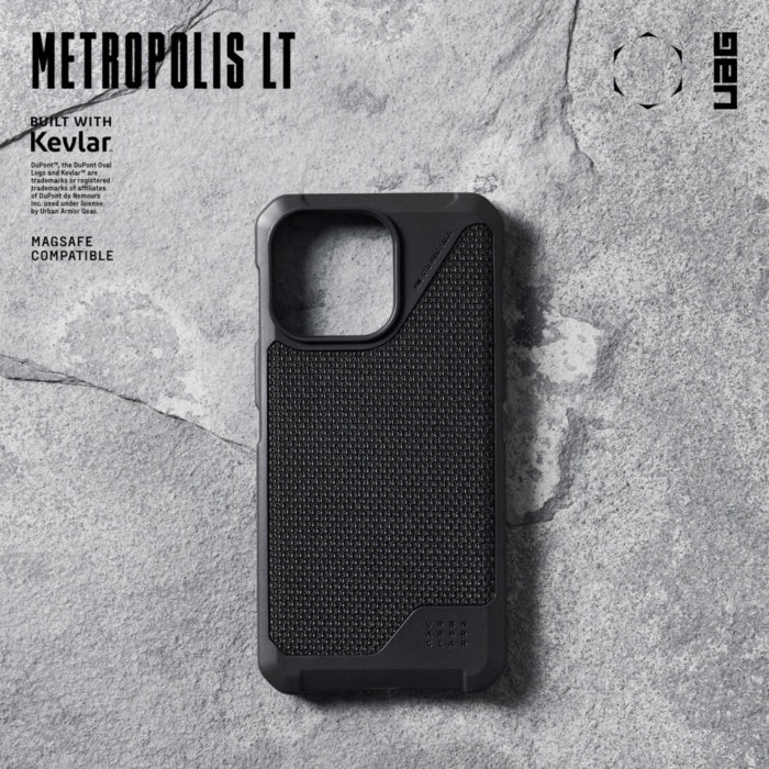Sarung UAG Metropolis LT MgSf untuk iPhone 15 Pro Max - Kevlar Black